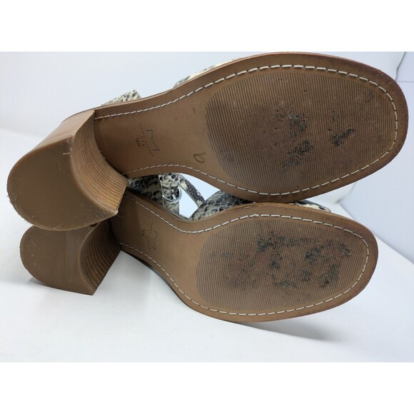 Marc Fisher Orla Ltd Leather Snakeskin Strappy Sandals Wood Heel Size 10 - Picture 8 of 10
